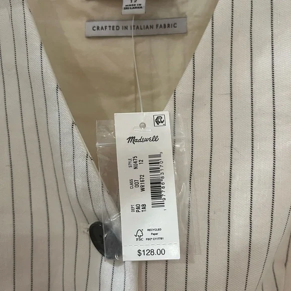 Madewell Pin striped Cutout vest size 12 NWT - Picture 8 of 8